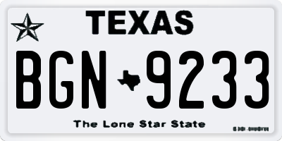 TX license plate BGN9233