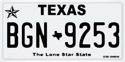 TX license plate BGN9253