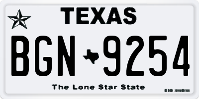 TX license plate BGN9254