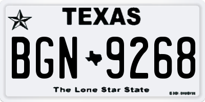 TX license plate BGN9268
