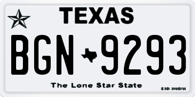 TX license plate BGN9293