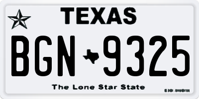 TX license plate BGN9325