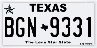 TX license plate BGN9331