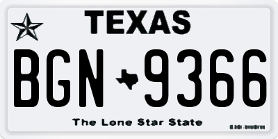 TX license plate BGN9366