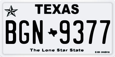 TX license plate BGN9377
