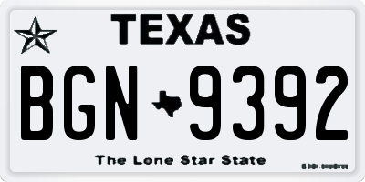 TX license plate BGN9392
