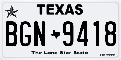 TX license plate BGN9418