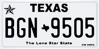 TX license plate BGN9505