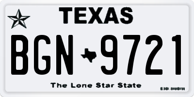 TX license plate BGN9721