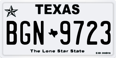 TX license plate BGN9723