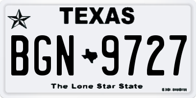 TX license plate BGN9727