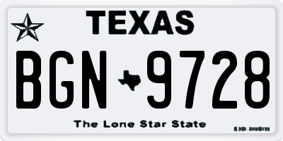 TX license plate BGN9728
