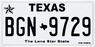 TX license plate BGN9729