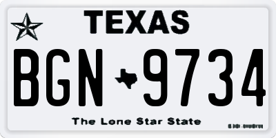 TX license plate BGN9734
