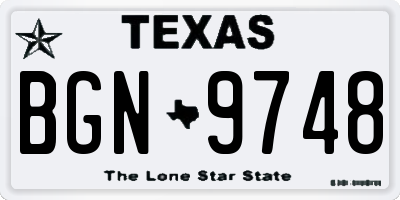 TX license plate BGN9748