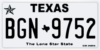 TX license plate BGN9752