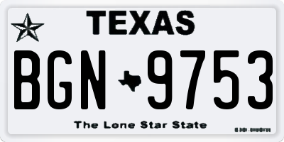 TX license plate BGN9753