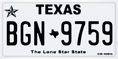 TX license plate BGN9759