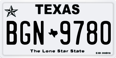 TX license plate BGN9780