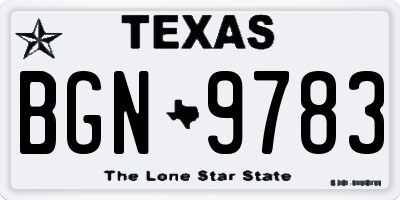 TX license plate BGN9783
