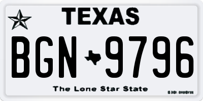 TX license plate BGN9796