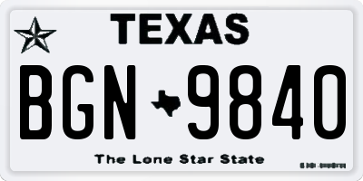 TX license plate BGN9840