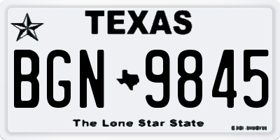 TX license plate BGN9845