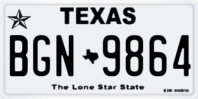 TX license plate BGN9864
