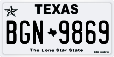 TX license plate BGN9869