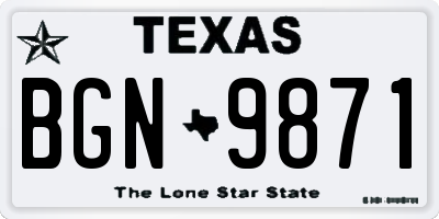 TX license plate BGN9871