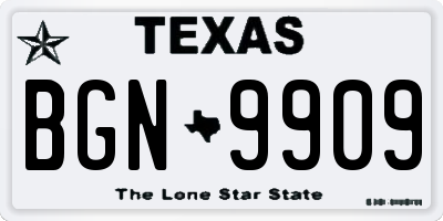 TX license plate BGN9909