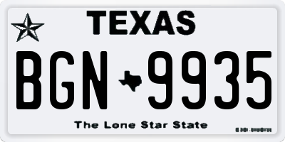 TX license plate BGN9935
