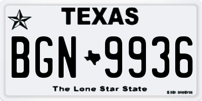 TX license plate BGN9936