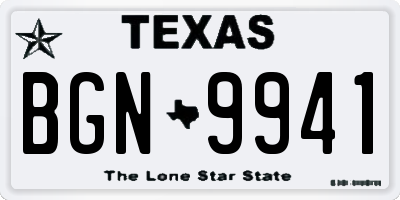 TX license plate BGN9941