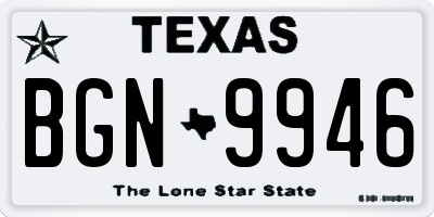 TX license plate BGN9946