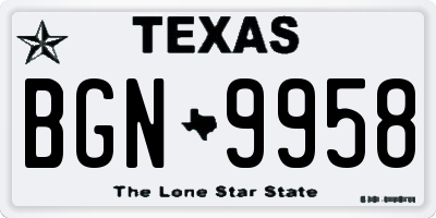 TX license plate BGN9958