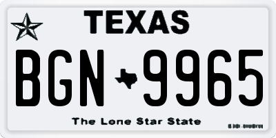 TX license plate BGN9965