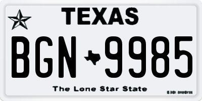 TX license plate BGN9985