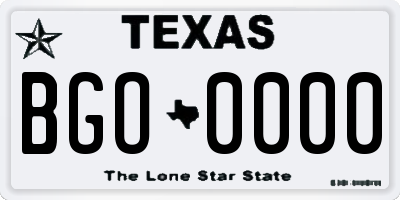 TX license plate BGO0000