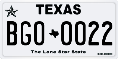 TX license plate BGO0022