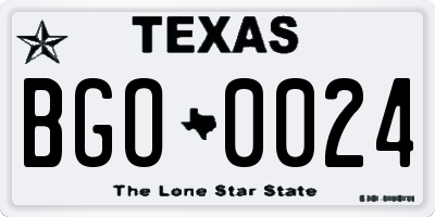 TX license plate BGO0024