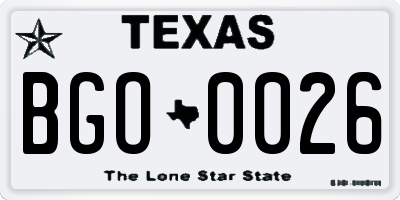 TX license plate BGO0026