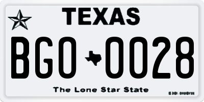TX license plate BGO0028