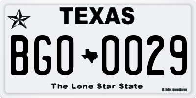 TX license plate BGO0029