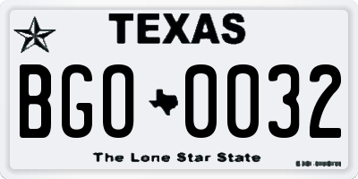 TX license plate BGO0032