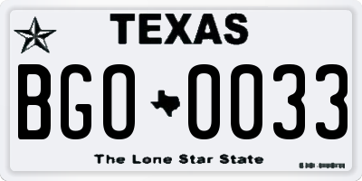 TX license plate BGO0033