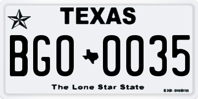 TX license plate BGO0035
