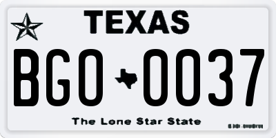 TX license plate BGO0037