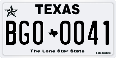 TX license plate BGO0041
