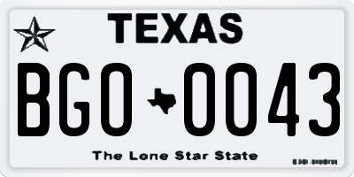 TX license plate BGO0043